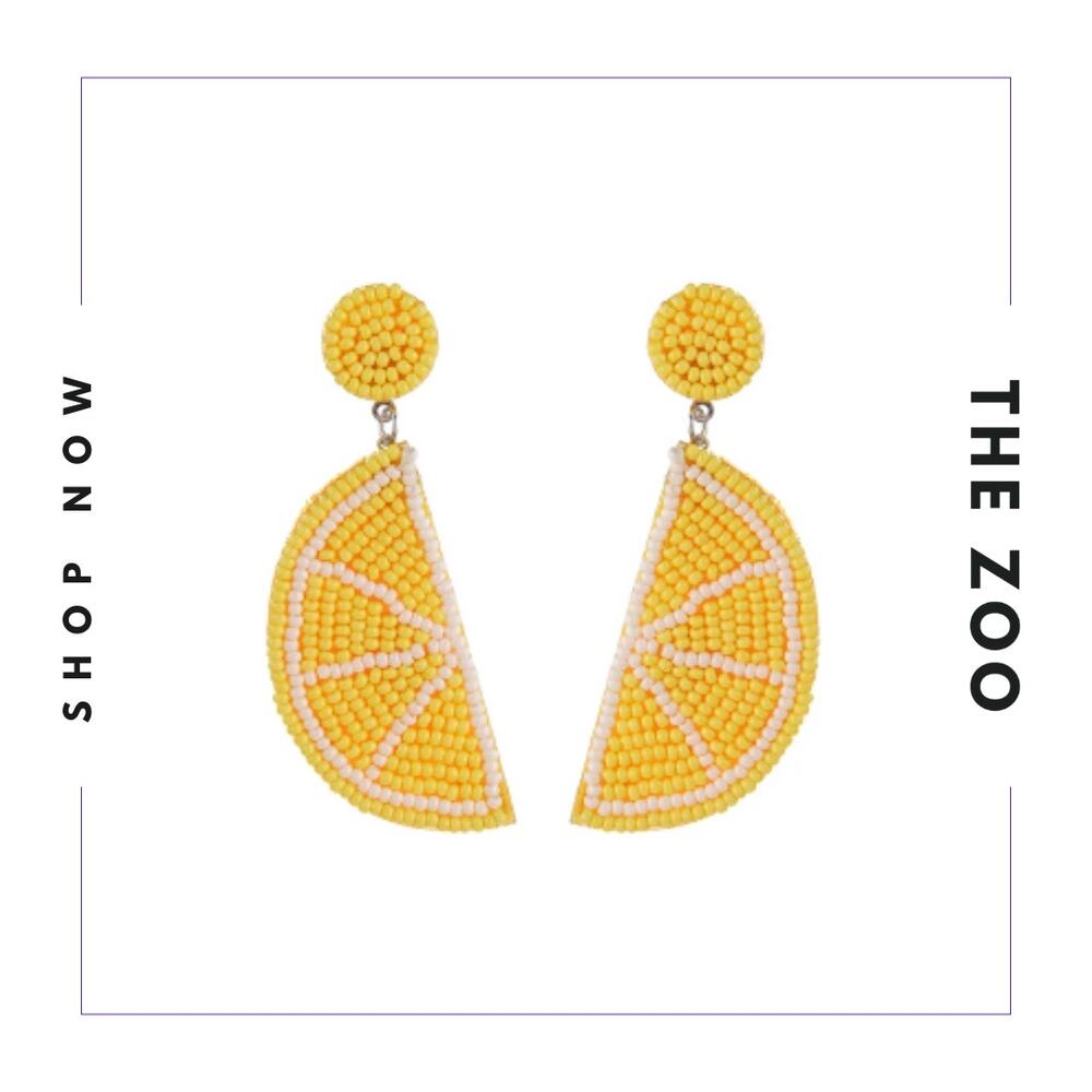 Beaded‎ Lemon Earrings